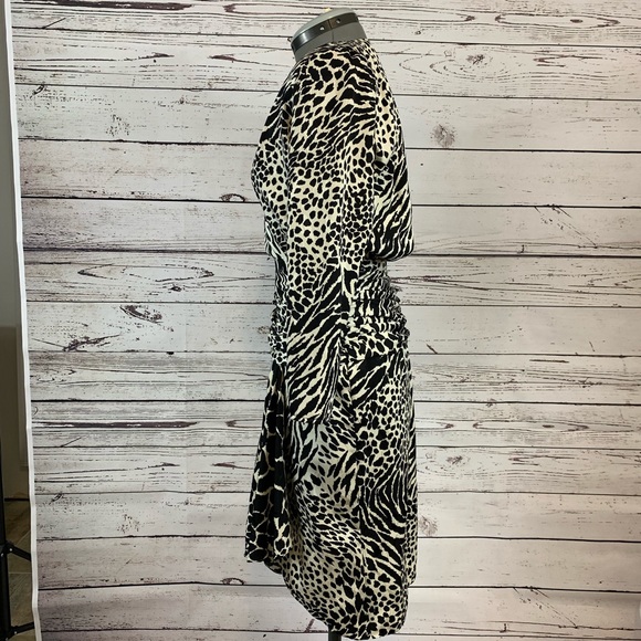 Papell Petites Black & White Animal Print Dress - Picture 3 of 5